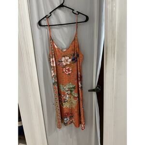 Johnny Was Orange Whistle Floral Slip Dress Sz M As Is
